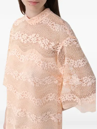Twinset Lace-panelled Shift Mini Dress In Pink