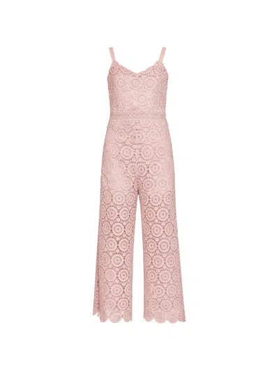 Twinset Kids' Macramé Lace Jumpsuit In Pink