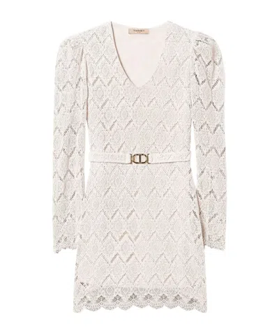 TWINSET MACRAMÉ LACE MINI DRESS