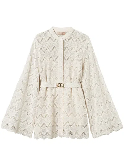 Twinset Macramé Lace Shirt In Beige