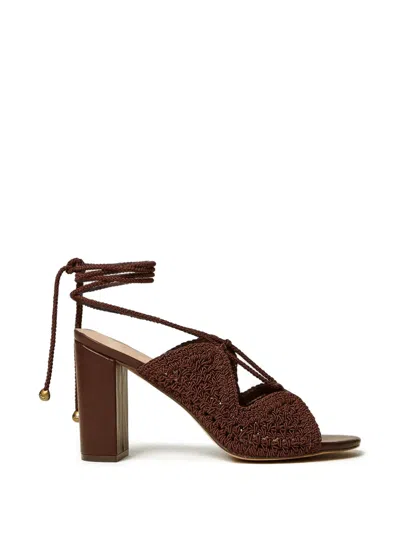 Twinset Macrame Tie Sandals In Brown