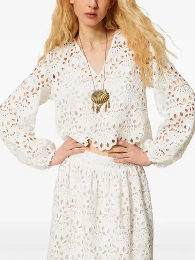 Twinset Macramé-woven Blouse In White
