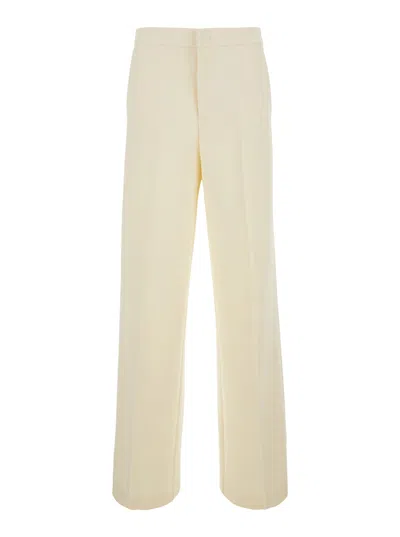 Twinset Madreperl Tech Fabric Pants With Side Pockets And Side Closure In Neutral