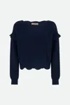 Twinset Maglia Boxy Blu In Marine