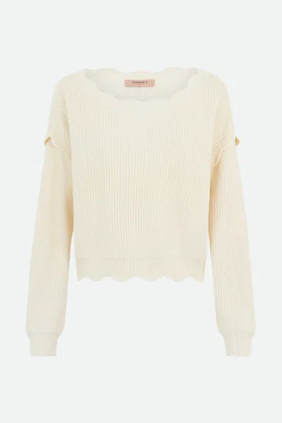 Twinset Maglia Boxy Neve In Bianco