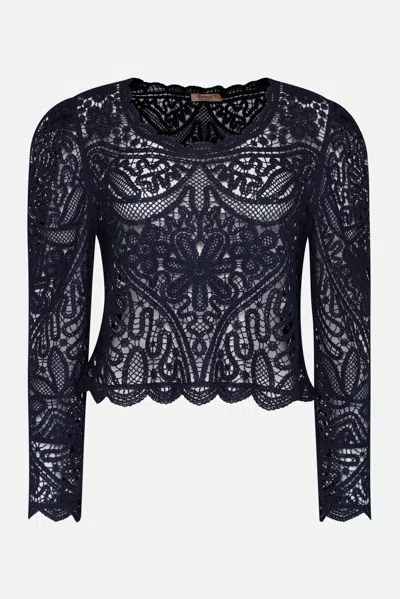 Twinset Maglia Crochet Blu In Blue
