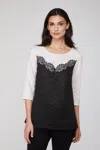 Twinset Maglia Pizzo Bianca E Nera In Multicolore