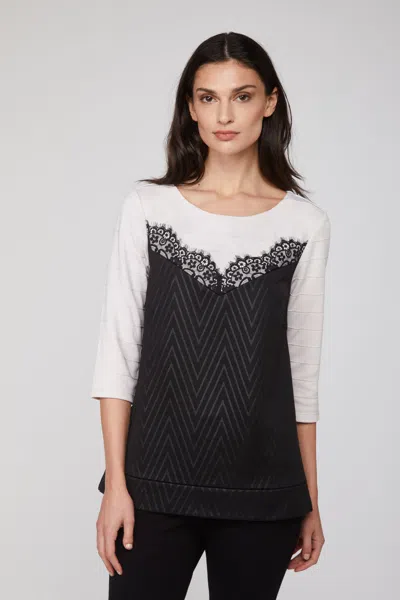 Twinset Maglia Pizzo Bianca E Nera In Multicolore