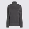 Twinset Twin-set High Neck Relaxed-fit Sweater With Ribbed Detailing In Gray