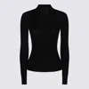 Twinset Fitted Ribbed Knit Sweater With High Neckline In Black