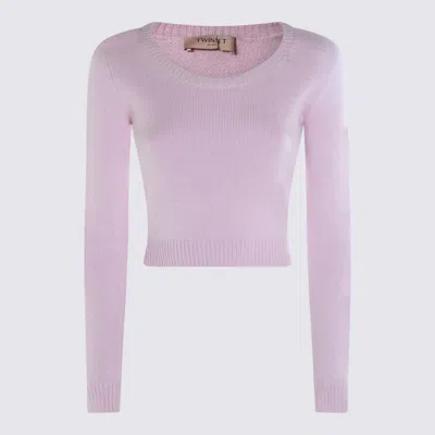Twinset Round-neck Cropped Sweater In Pink