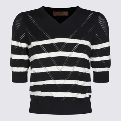 Twinset Maglie Riga Blue/neve In Black