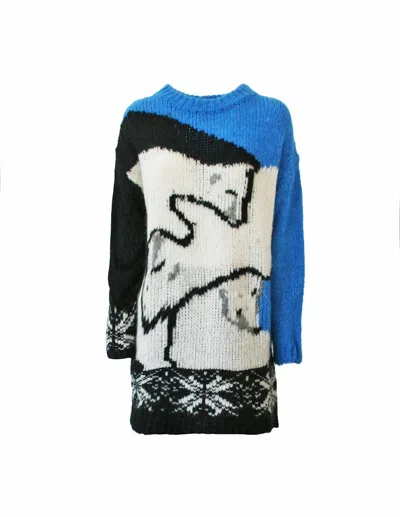 Twinset Maglione Abito Stampa Orsi In Blu