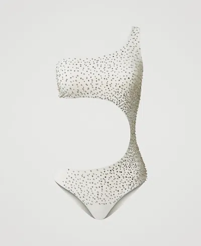 Twinset Maillot De Bain Une Pièce Asymétrique Avec Broderie In White