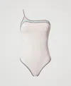 Twinset Maillot De Bain Une Pièce Asymétrique Avec Broderie In White