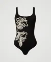 Twinset Embroidered Swimsuit In Black