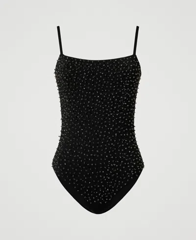 Twinset Maillot De Bain Une Pièce Avec Broderie In Black