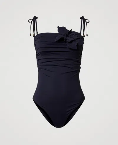Twinset Maillot De Bain Une Pièce Avec Patch Floral In Blue