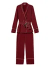 Twinset Mannish Belted Pyjama Trousers And Top Set In Red