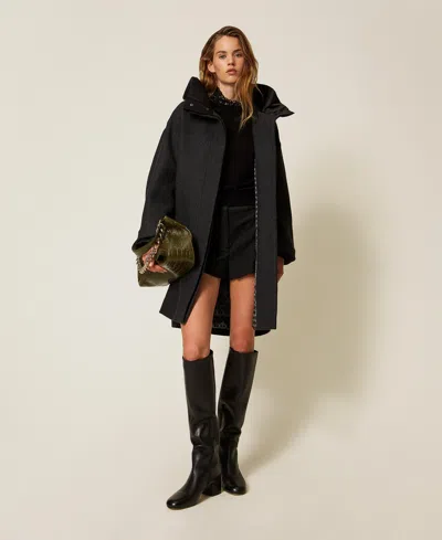 Twinset Manteau En Drap Et Satin Duchesse In Multi