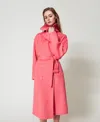 Twinset Doubled Wool Blend Cloth Coat In Pink