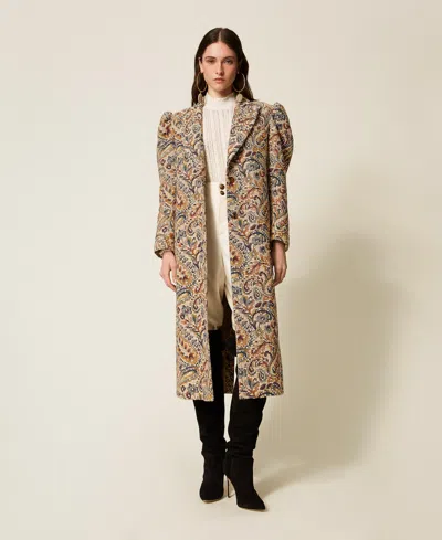 Twinset Manteau Jacquard Avec Motif Paisley In Multi
