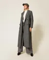 Twinset Manteau Long En Laine Mélangée Avec Lurex In Multi