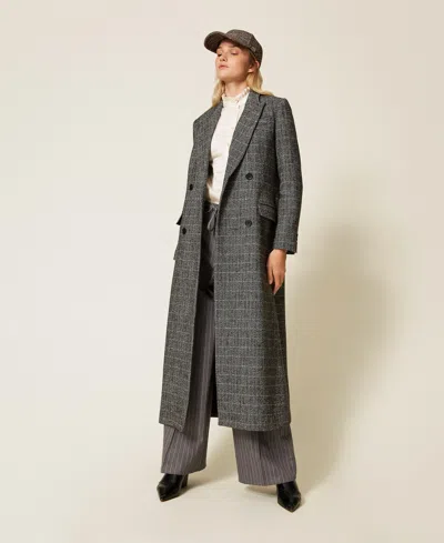Twinset Manteau Long En Laine Mélangée Avec Lurex In Multi