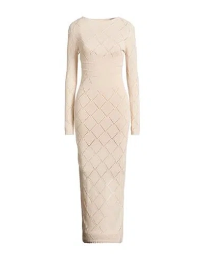 Twinset Marco Rambaldi X  Woman Maxi Dress Beige Size L Polyamide, Wool, Viscose, Polyester,  In Neutral
