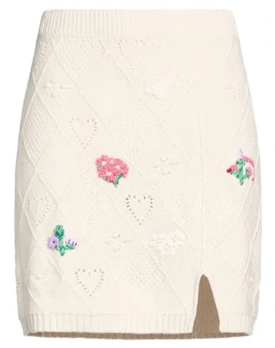 Twinset Marco Rambaldi X  Woman Mini Skirt Beige Size L Polyamide, Viscose, Wool, Cashmere In White