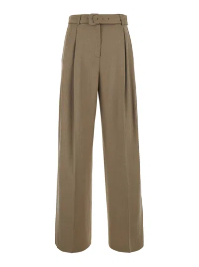 Twinset Mastice Regular-fit Tech Fabric Pants With Pockets In Neutral