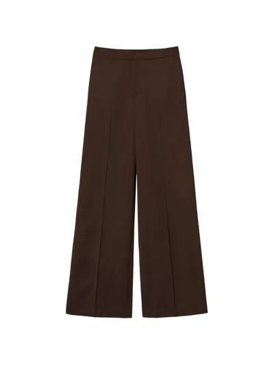 Twinset Matte Satin Wide Leg Trousers In Brown