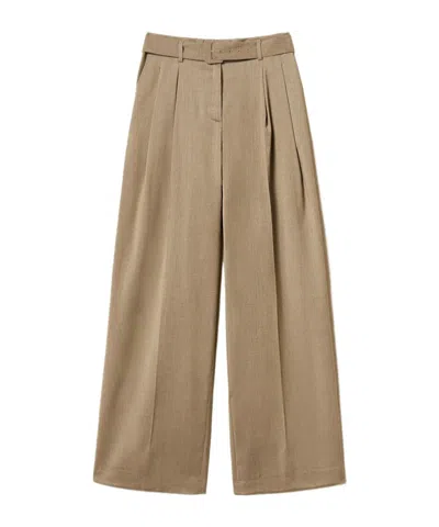 Twinset Matte Satin Wide-leg Trousers In Brown
