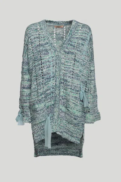 Twinset Maxi Cardigan Ricamato Celeste In As Shown In The Picture