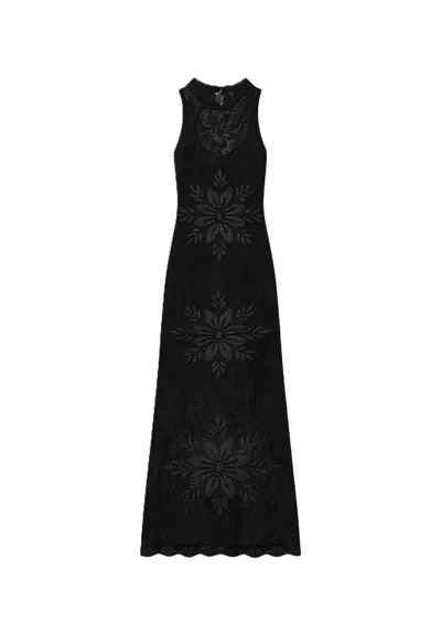 Twinset Maxi Dress With Floral Lace Patterns In Black