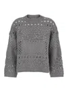 Twinset Grey Crewneck Sequin Sweater In Grey