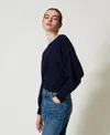 Twinset Viscose Blend Maxi Jumper In Blue