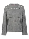 Twinset Grey Crewneck Sequin Sweater In Gris