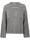 Twinset Grey Crewneck Sequin Sweater In Warm Melange Gray