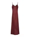 Twinset Satin Slip Dress With Lace Neckline In Burgundy