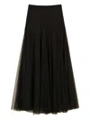 Twinset Maxi Skirt In Tulle Fabric With Polka-dot Pattern In Black