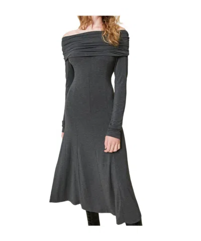 Twinset Medium And Long Knitted Dress In Mixed Charcoal