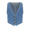 Twinset Woman Tailored Vest Blue Size 4 Cotton In Blue