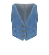 Twinset Woman Tailored Vest Blue Size 4 Cotton In Blue