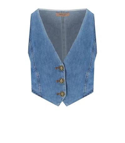 Twinset Twin-set Medium Blue Denim Waistcoat