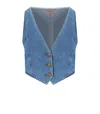 Twinset Woman Tailored Vest Blue Size 4 Cotton