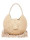 Twinset Medium Crochet Fringe-edges Tote Bag In Neutral