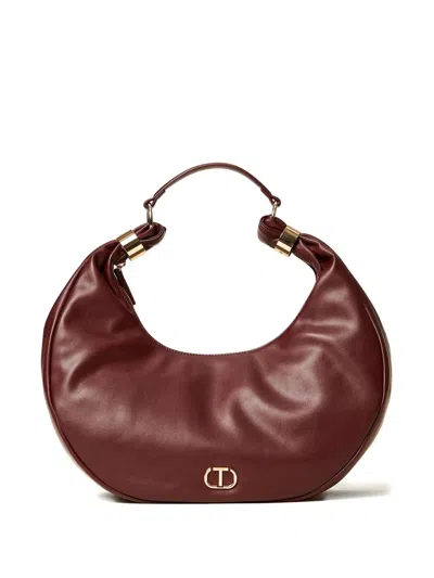 Twinset Medium Eclipse Crescent-shaped Shoulder Bag In Brown