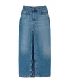 Twinset Medium Length Denim Skirt With Slit In Blue