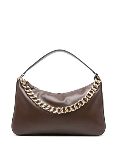 Twinset Medium Liliane Chain-embellished Shoulder Bag In Brown